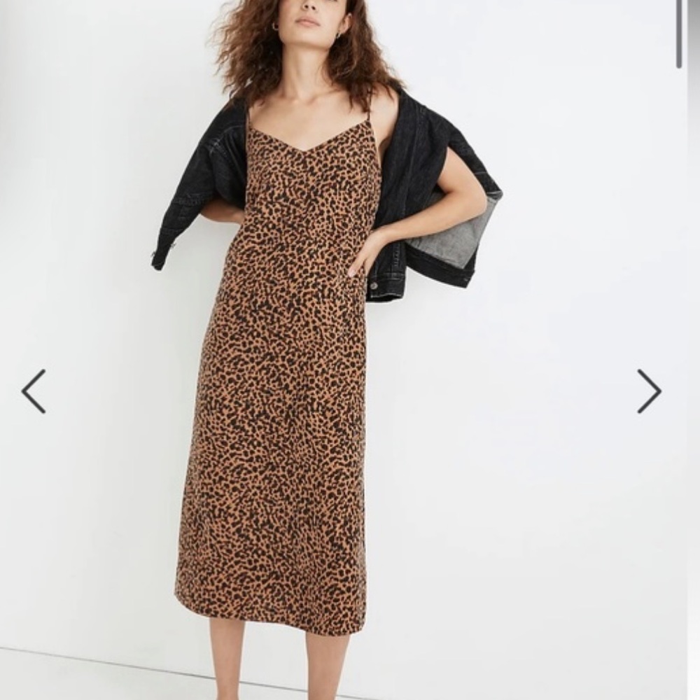 Madewell Silk Eva Slip Dress Leopard print 100% silk